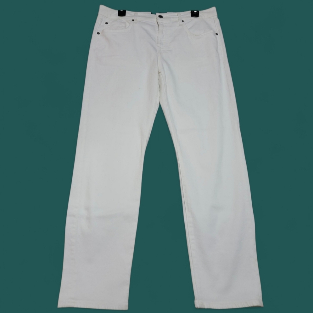 7 For All Mankind Women's White Straight Jeans